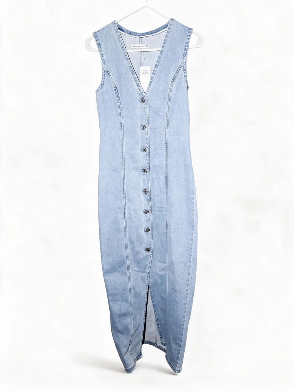 Abercrombie & Fitch Light Blue Denim Button-Down Maxi Dress